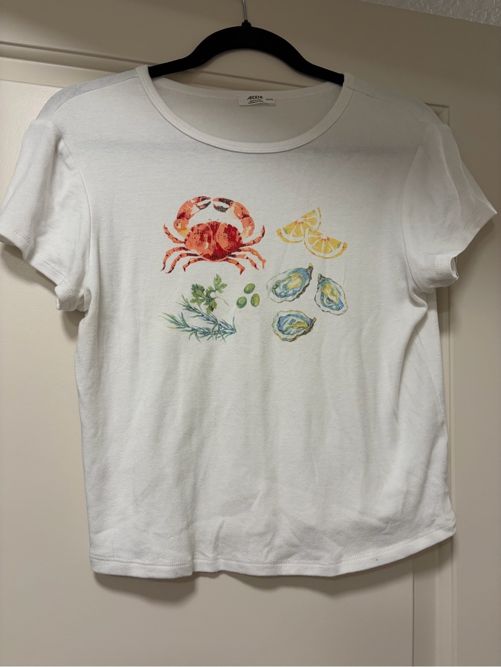 Ardene White Short-Sleeve Seafood Graphic Tee